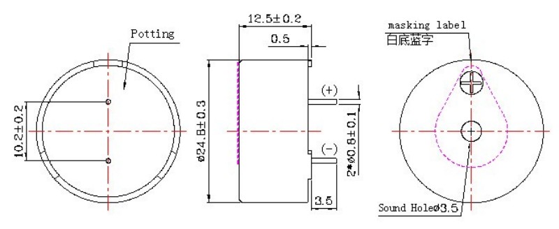 25mm Electromagnetic Passive Buzzer